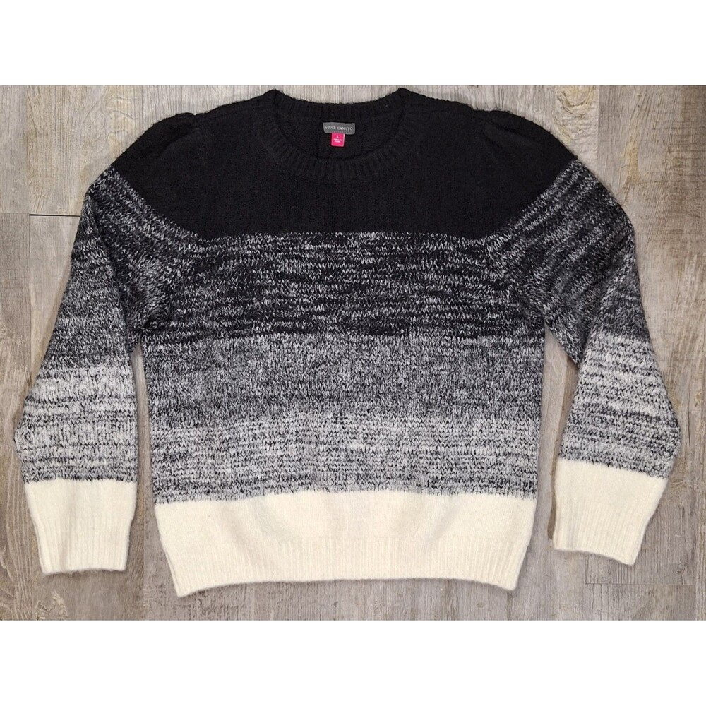 Vince Camuto Women's Large Colorblock Stripe Knit Crewneck Pullover Sweater NWT